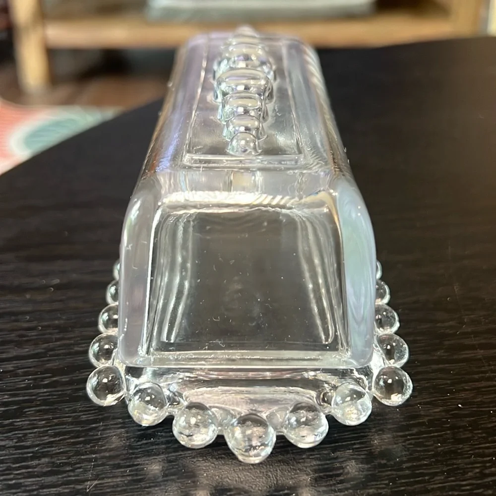 VTG Imperial Glass Candlewick Beaded Clear Covered Butter Dish Made In The USA - Picture 4 of 11